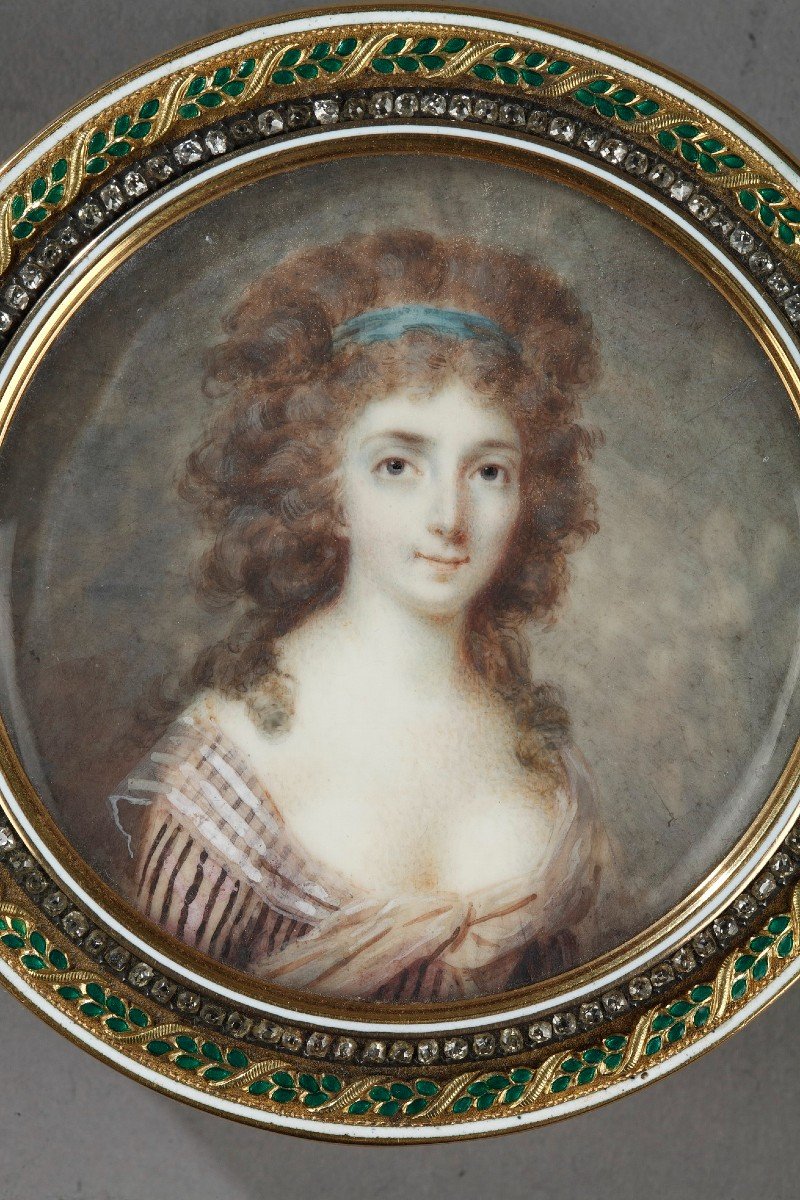 Bombonniere En Or Et Miniature de Jean Deranton, Maitre orfèvre Frères Souchay XIVIIIs.-photo-3