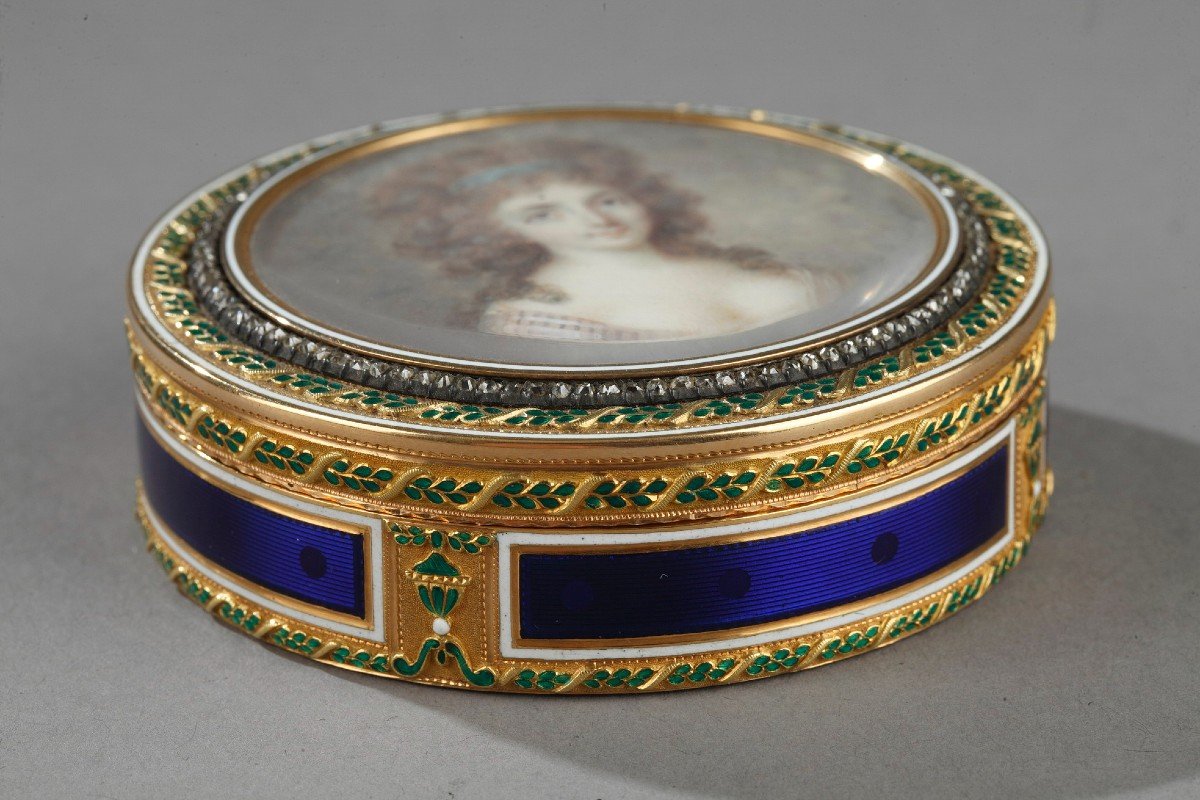 Bombonniere En Or Et Miniature de Jean Deranton, Maitre orfèvre Frères Souchay XIVIIIs.-photo-1