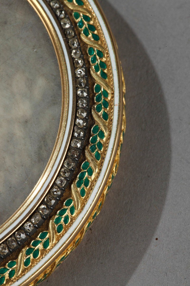Bombonniere En Or Et Miniature de Jean Deranton, Maitre orfèvre Frères Souchay XIVIIIs.-photo-3