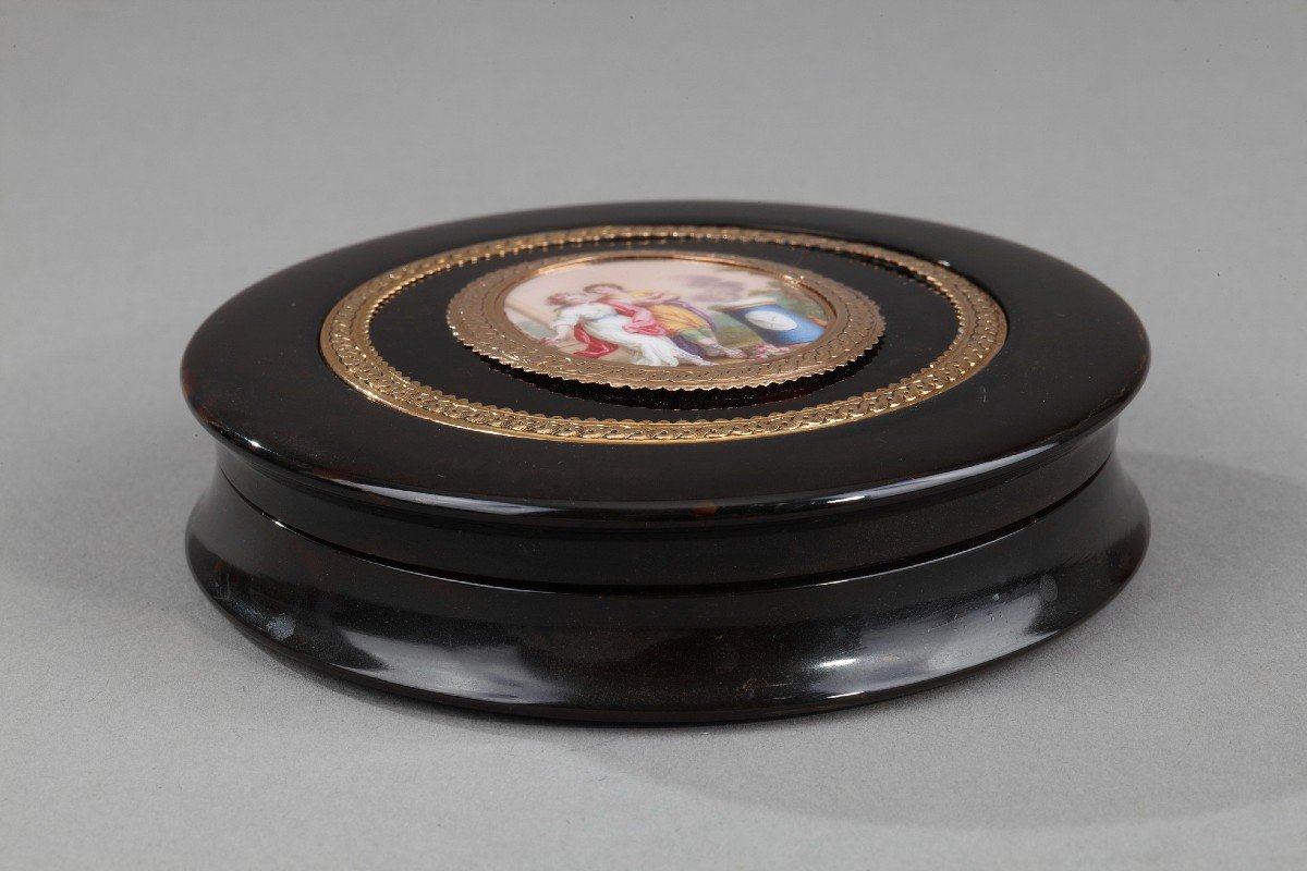 Gold, Enamel, Tortoiseshell  Box, Louis XVI Period.-photo-2