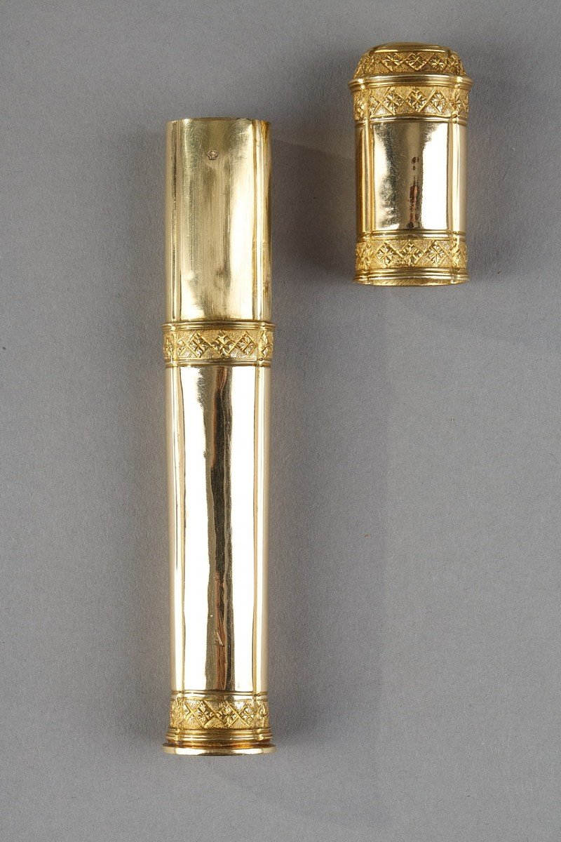 Gold Wax Case And Nobility Coat-of-arms, Louis XV Period Work-photo-2