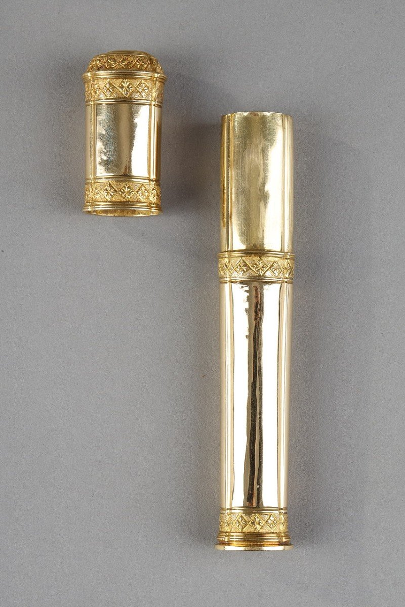 Gold Wax Case And Nobility Coat-of-arms, Louis XV Period Work-photo-3