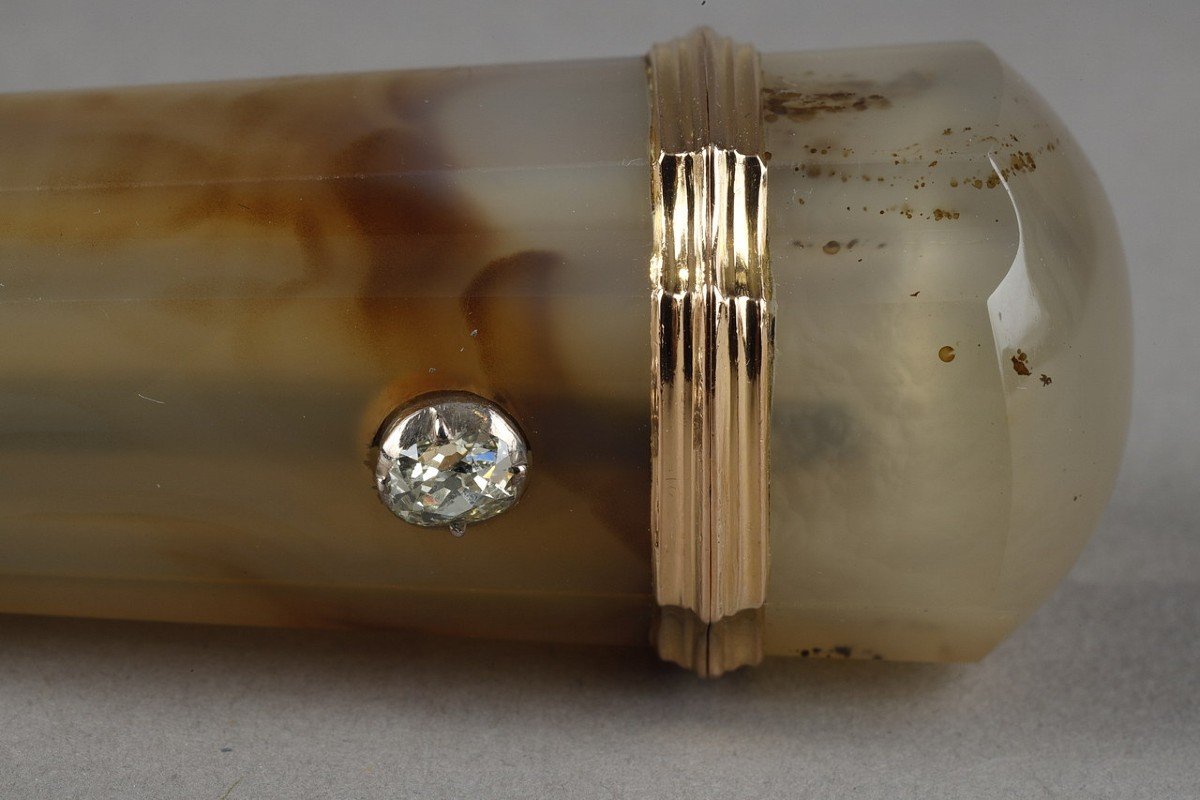 Gold-mounted Agate Wax Case, 18th Century.-photo-4