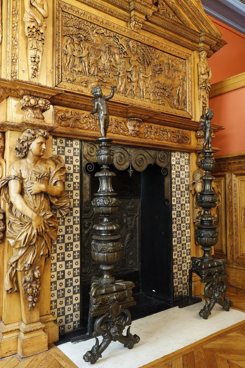 Pair Of Landiers Andirons In The Taste Of The Renaissance.-photo-8