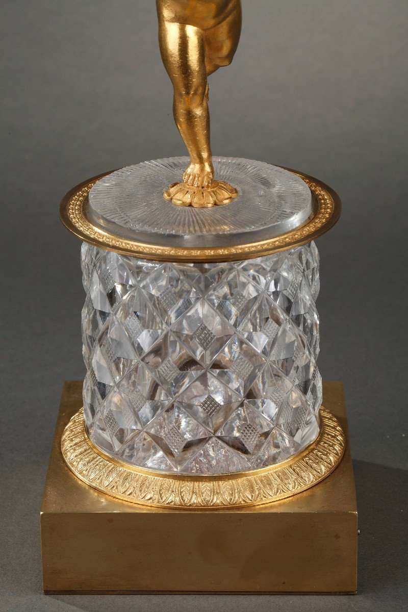 Miroir Charles X En Cristal Et Bronze Doré et Boite à Musique-photo-4