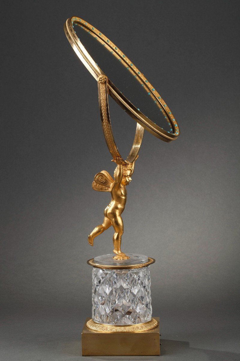 Miroir Charles X En Cristal Et Bronze Doré et Boite à Musique-photo-7
