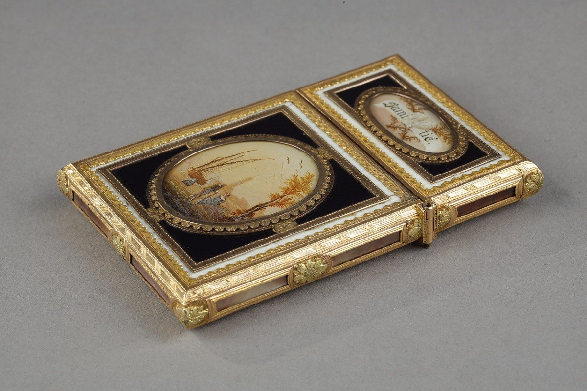 “souvenir Of Friendship” Case In Gold And Mother-of-pearl Mounted With Cage, 18th Century-photo-2