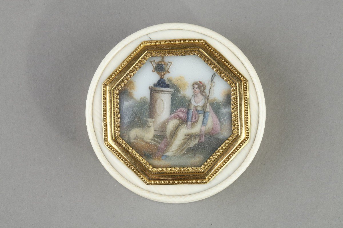 A Round Ivory Box And A Miniature Late 18th Century