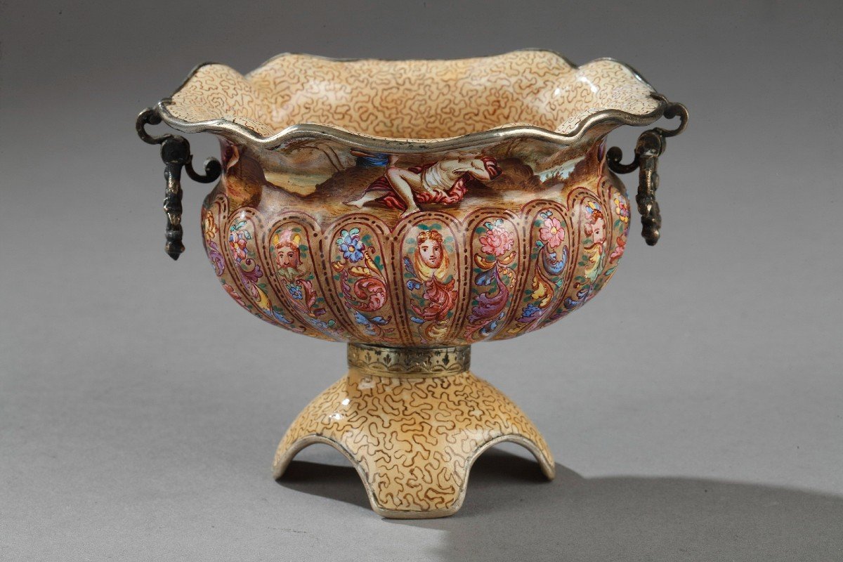 Coupe En Argent Et émail. Vienne. XIXème Siècle. -photo-2