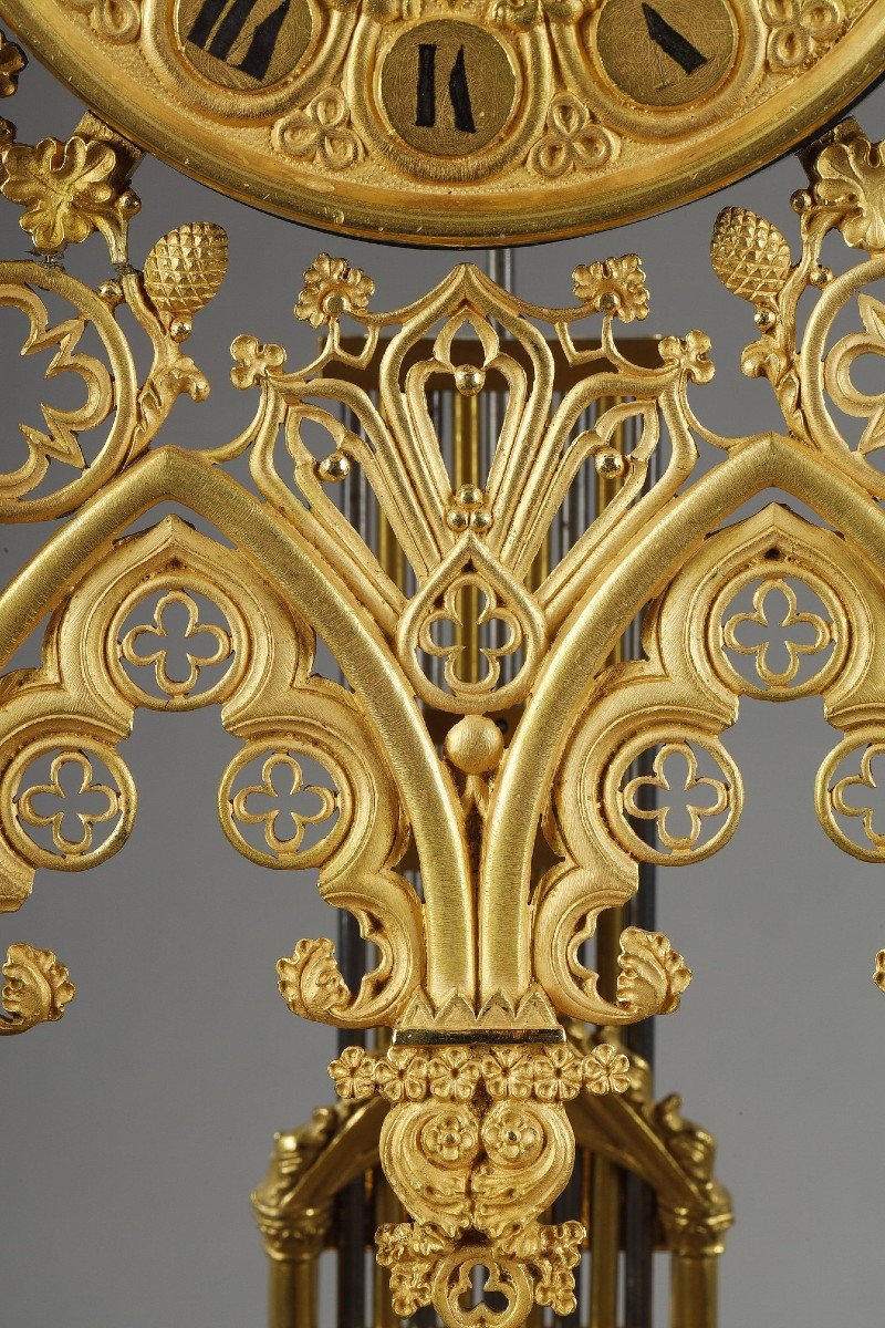 Pendule Cathédrale De Style Néogothique, Milieu Du XIX Siècle-photo-1