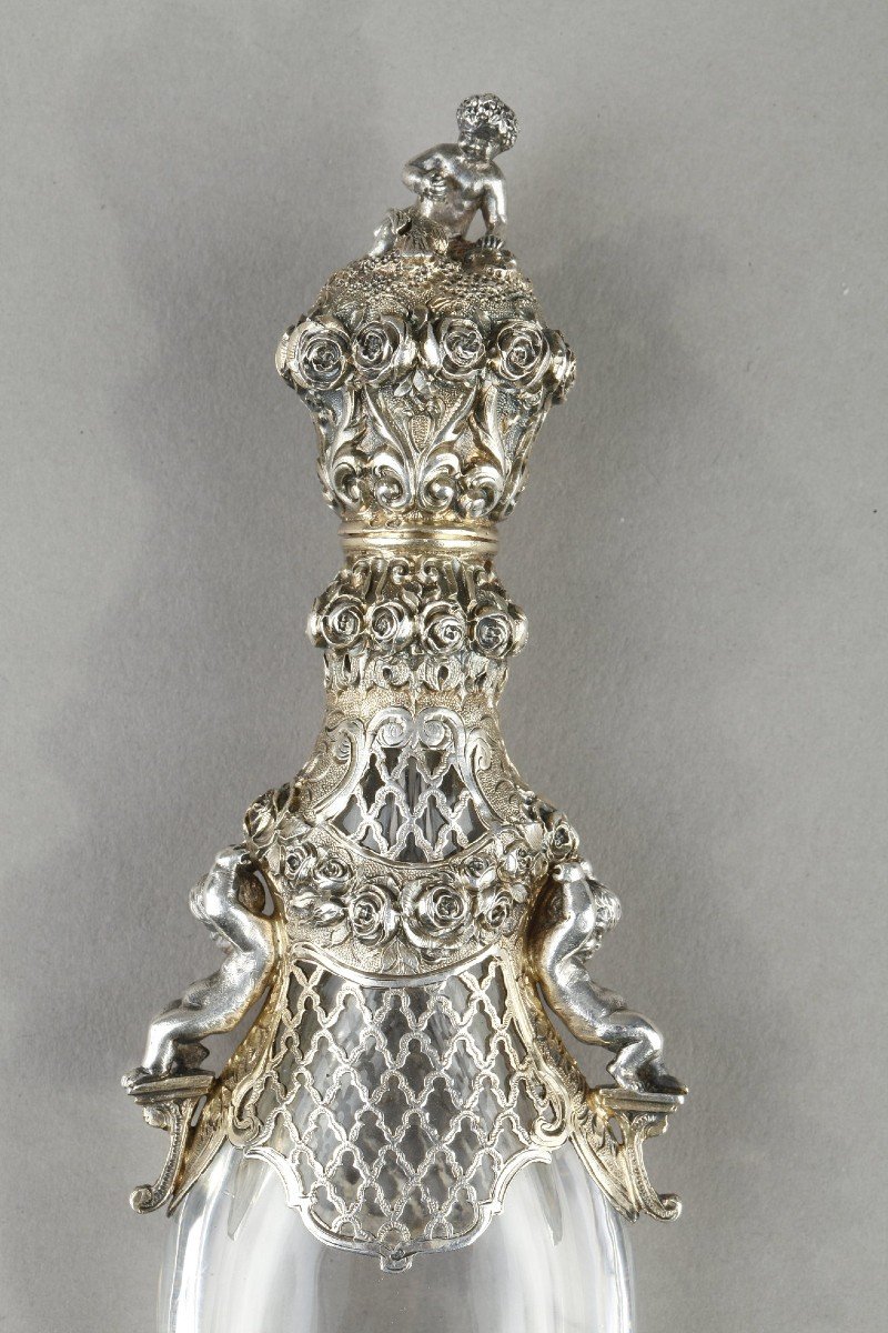 A Crystal And Silver Salt Bottle, Goldsmith Louis Bruneau-photo-2