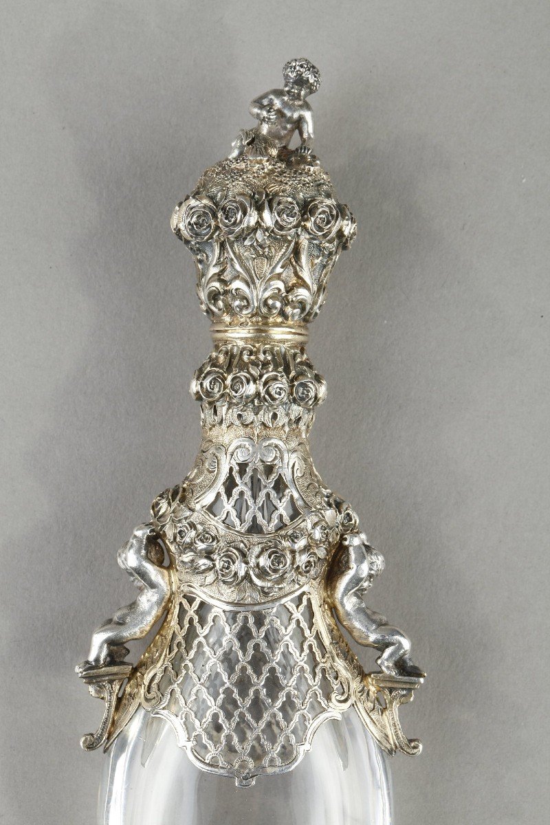 Un Flacon à Sels Cristal Et Argent, Orfèvre Louis Bruneau-photo-2
