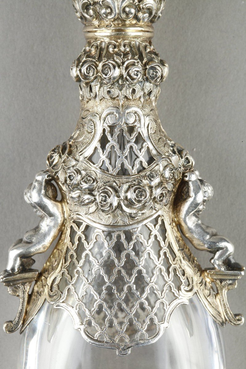 A Crystal And Silver Salt Bottle, Goldsmith Louis Bruneau-photo-3