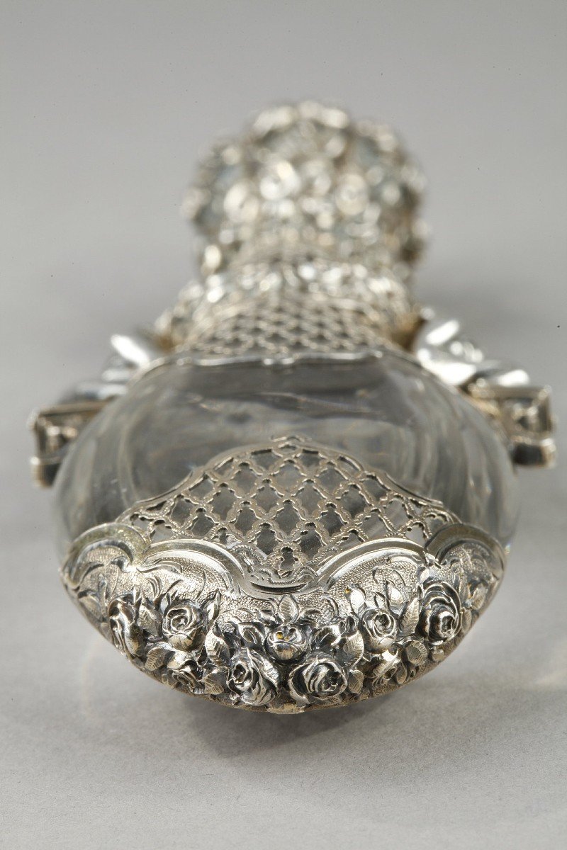 A Crystal And Silver Salt Bottle, Goldsmith Louis Bruneau-photo-1