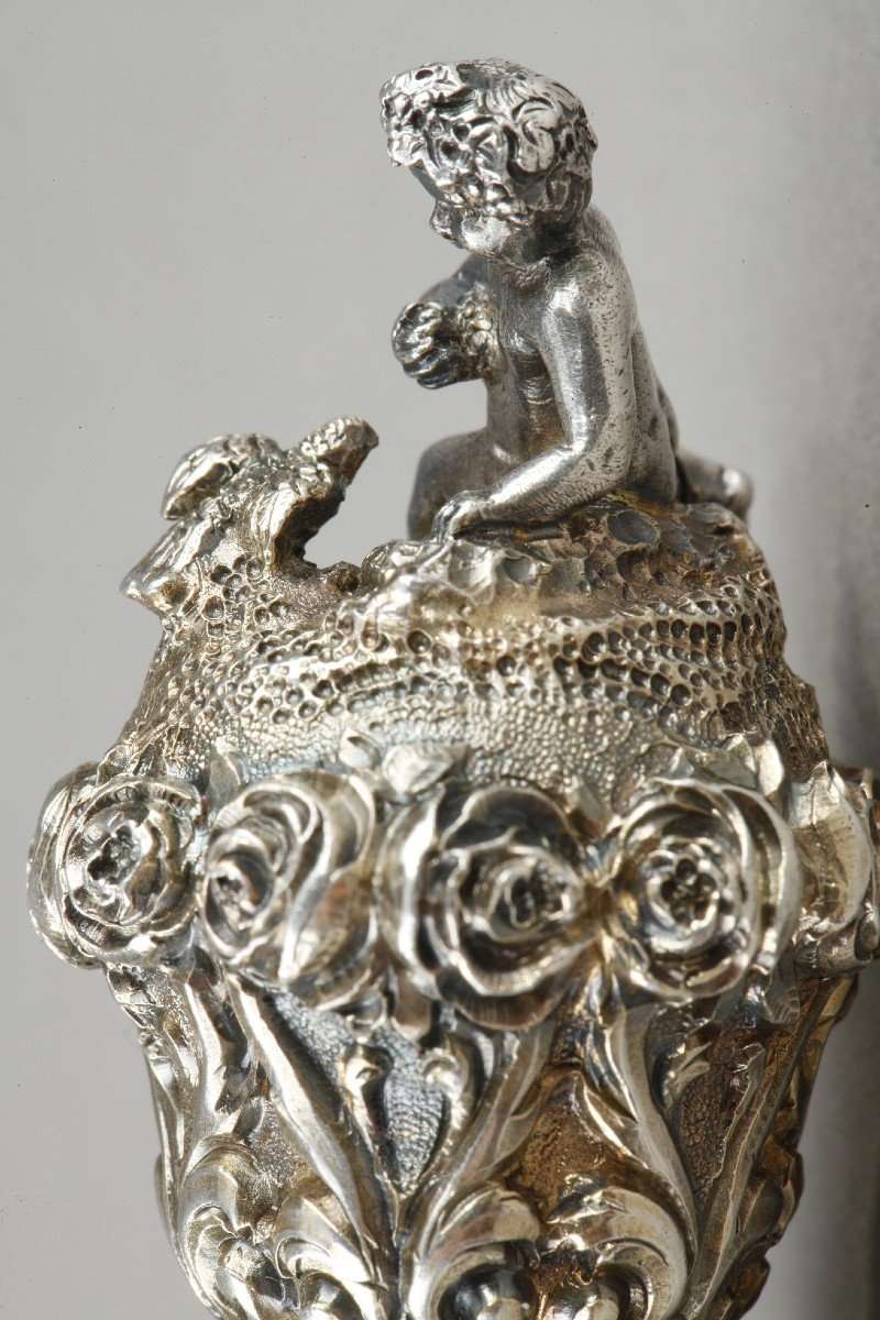 A Crystal And Silver Salt Bottle, Goldsmith Louis Bruneau-photo-4