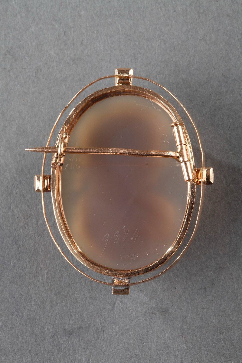 Cameo On Agate Profile Of A Woman And Her Gold Frame, Napoleon III-photo-7