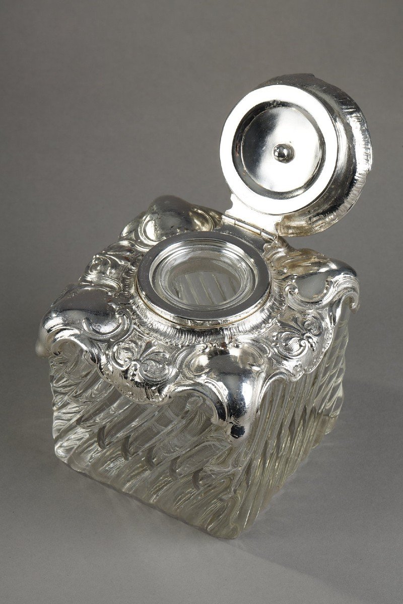 A Napoleon 3 Crystal And Silver Bronze Inkwell-photo-4