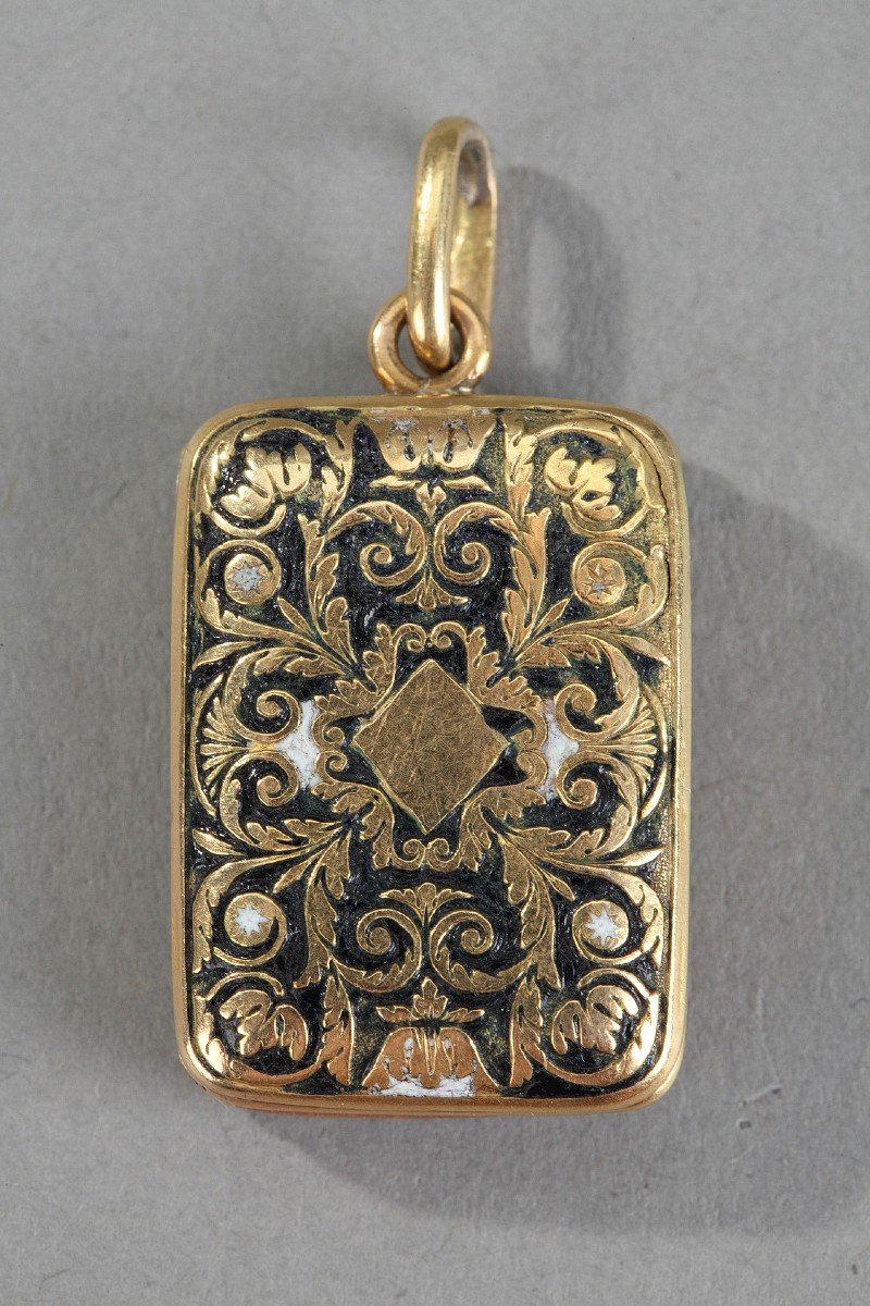 Charles X Enameled Gold Vinaigrette. Early 19th Century -photo-2