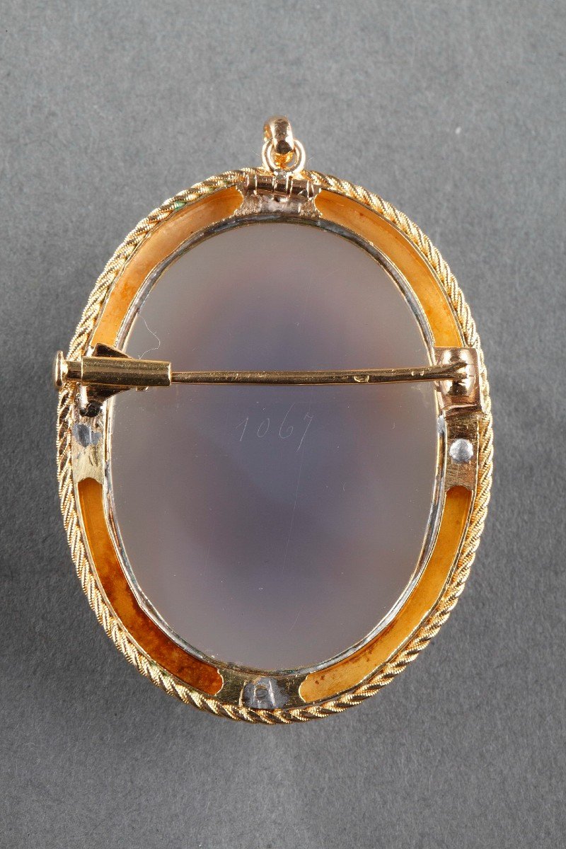 Gold Brooch-pendant, Cameo On Agate, Second Part Of The 19th Century-photo-4
