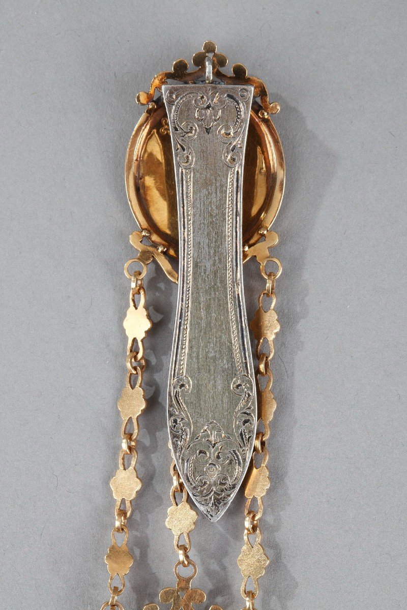Chatelaine And Gold Watch, French Work From The 18th Century -photo-5