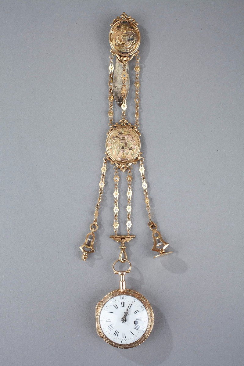 Chatelaine And Gold Watch, French Work From The 18th Century 