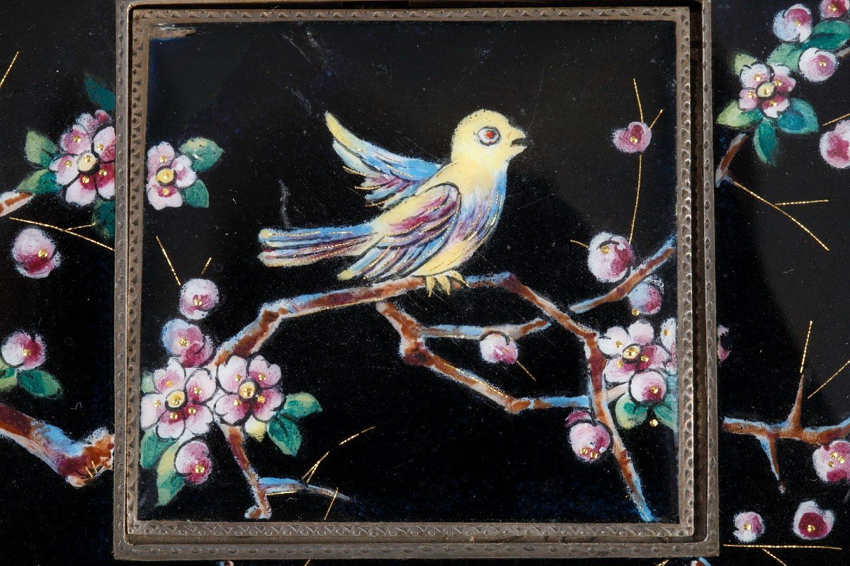 Enameled Songbird Music Box, Japanese Decor-photo-2