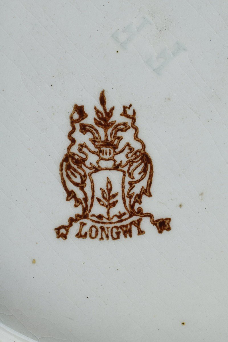 Longwy Plate Swan Decor, Dated 1877-photo-8