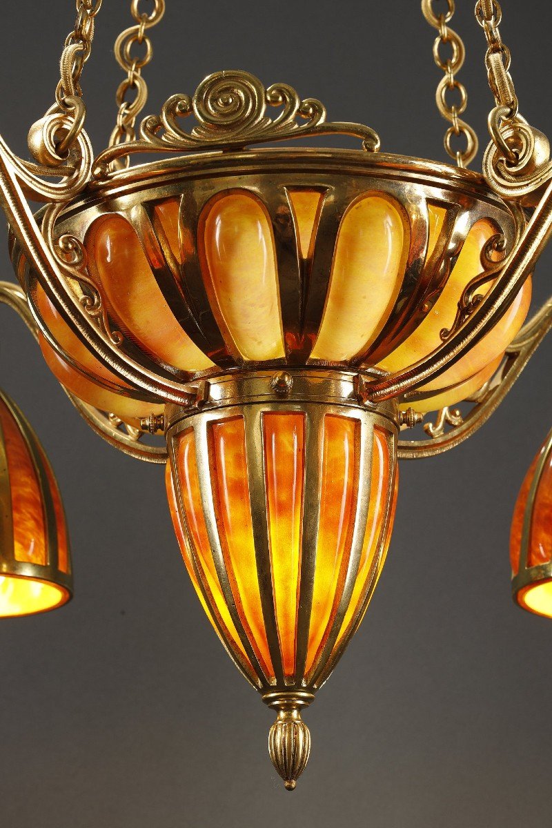 Daum And Majorelle Marble Glass Chandelier, 1900-photo-4
