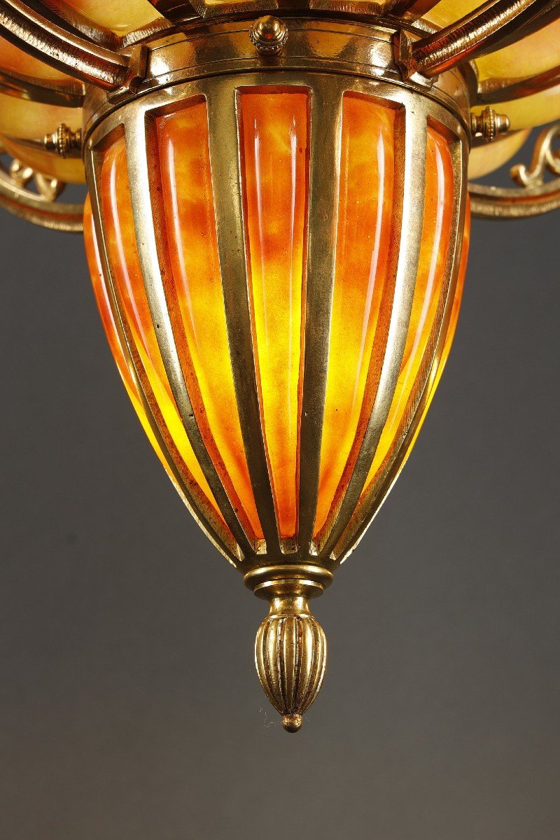 Daum And Majorelle Marble Glass Chandelier, 1900-photo-2