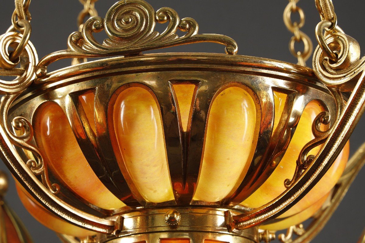 Daum And Majorelle Marble Glass Chandelier, 1900-photo-5