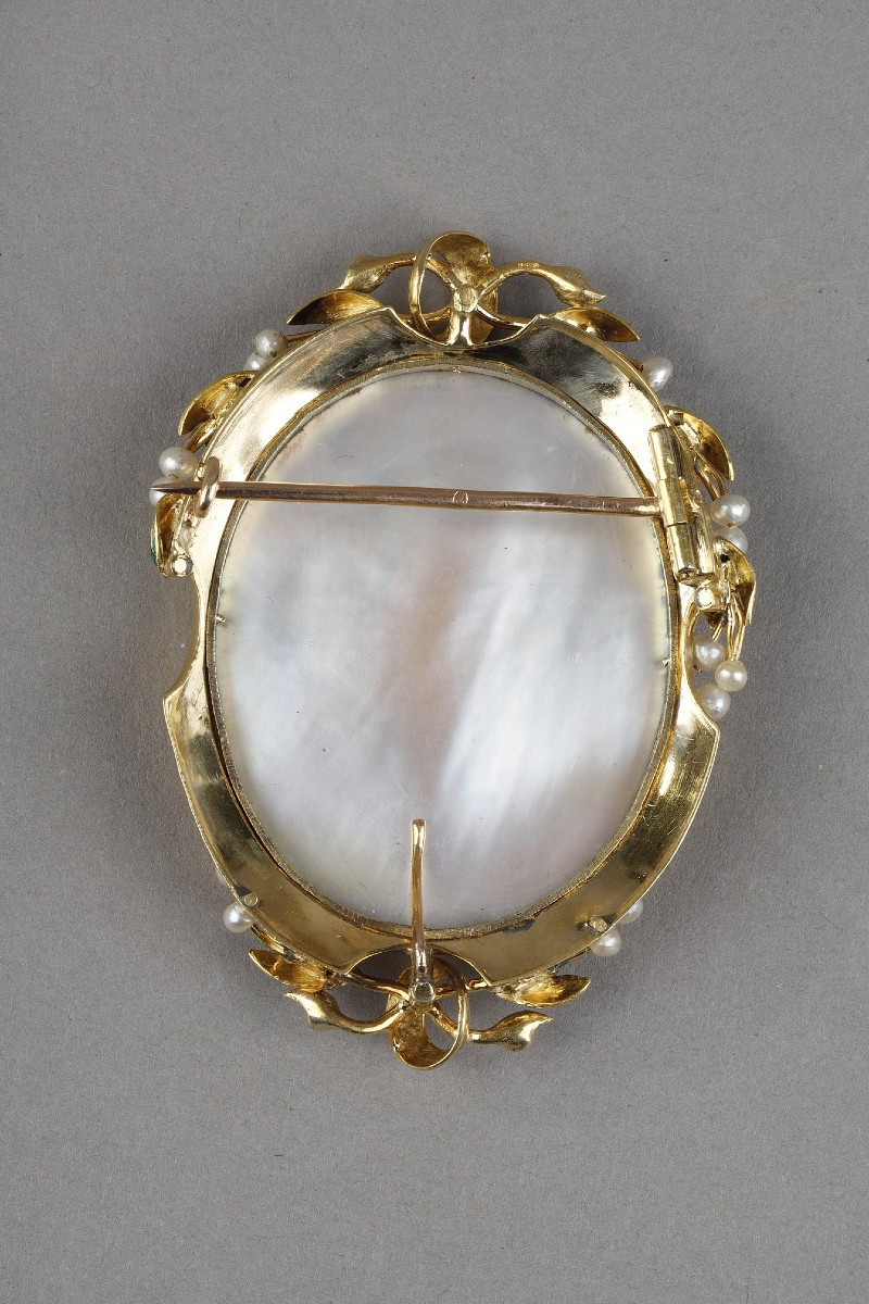 Gold Brooch And Miniature Girl On Ivory, 19th Century-photo-6