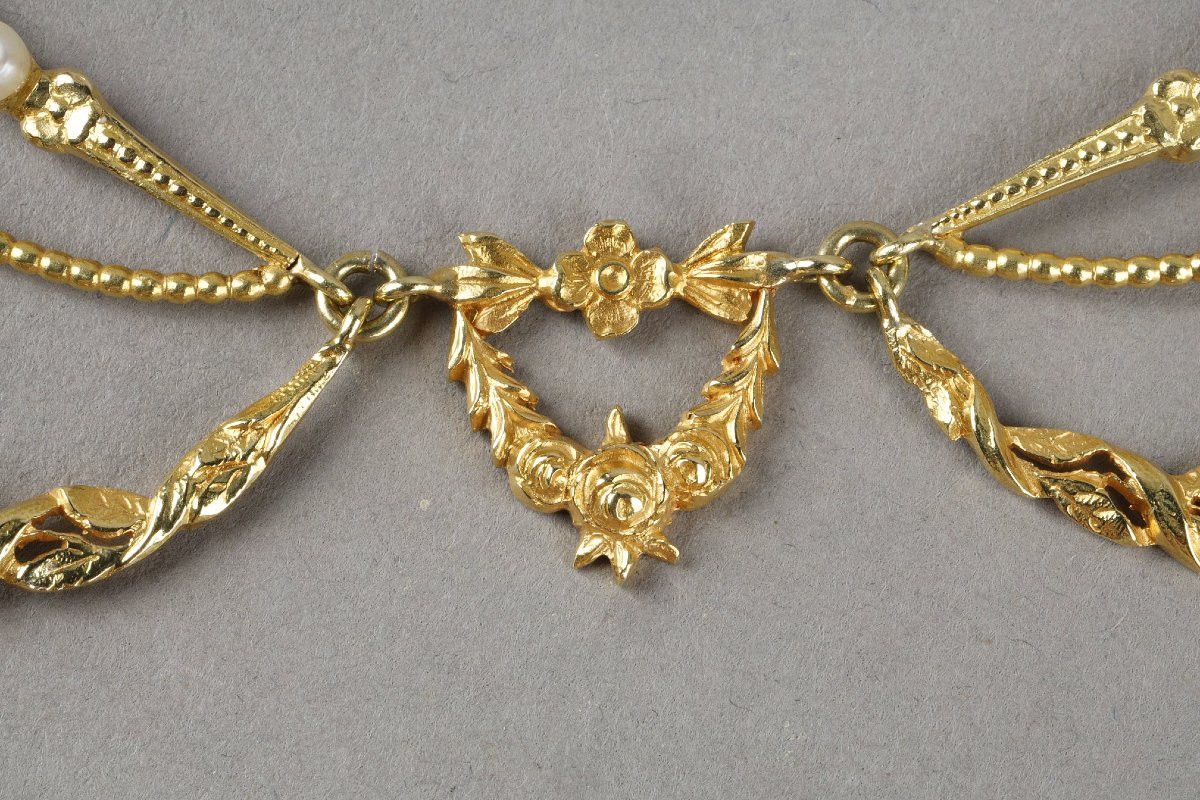 Collier en or, perles fines et saphir, Art Nouveau-photo-5