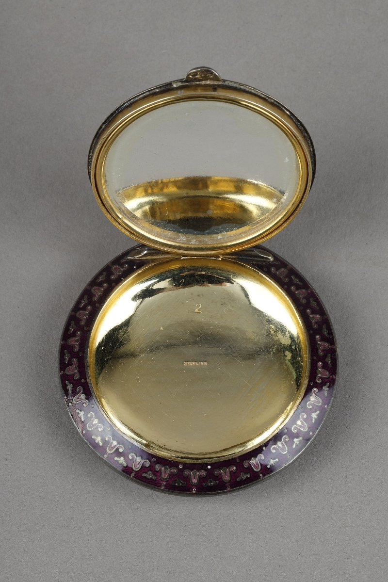 An English Silver And Enamel Powder Compact And Bottle-photo-4