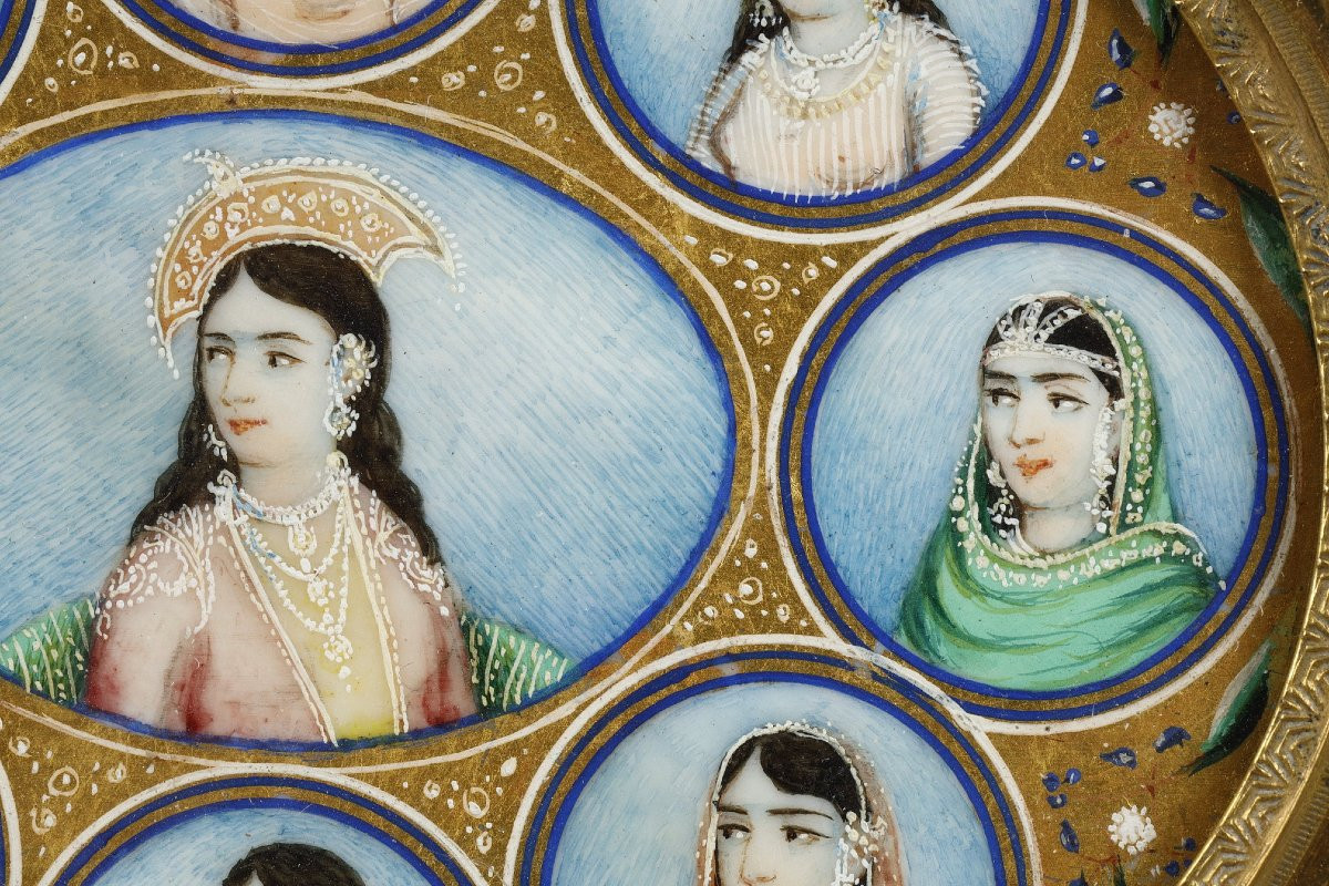 Two Miniature Portraits Of Indian Women And Men-photo-4