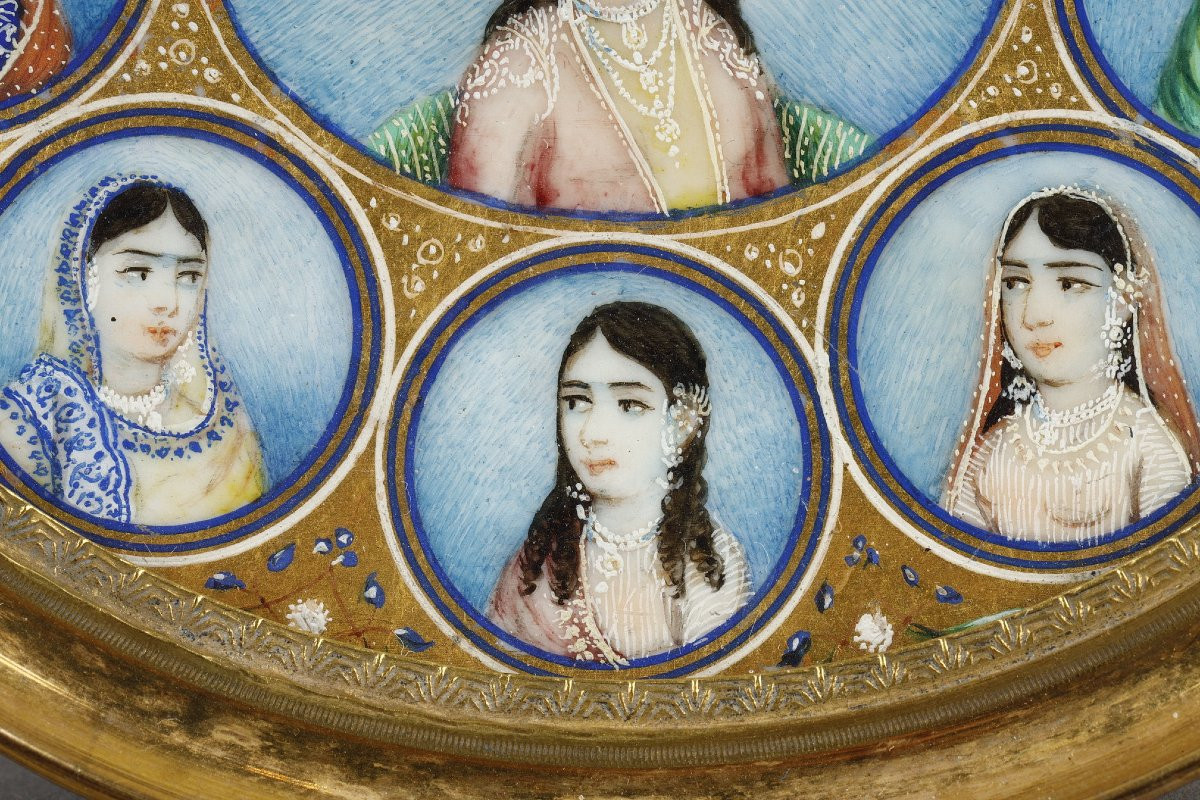 Two Miniature Portraits Of Indian Women And Men-photo-5