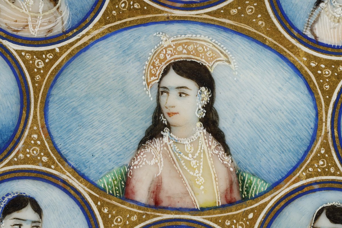 Two Miniature Portraits Of Indian Women And Men-photo-7