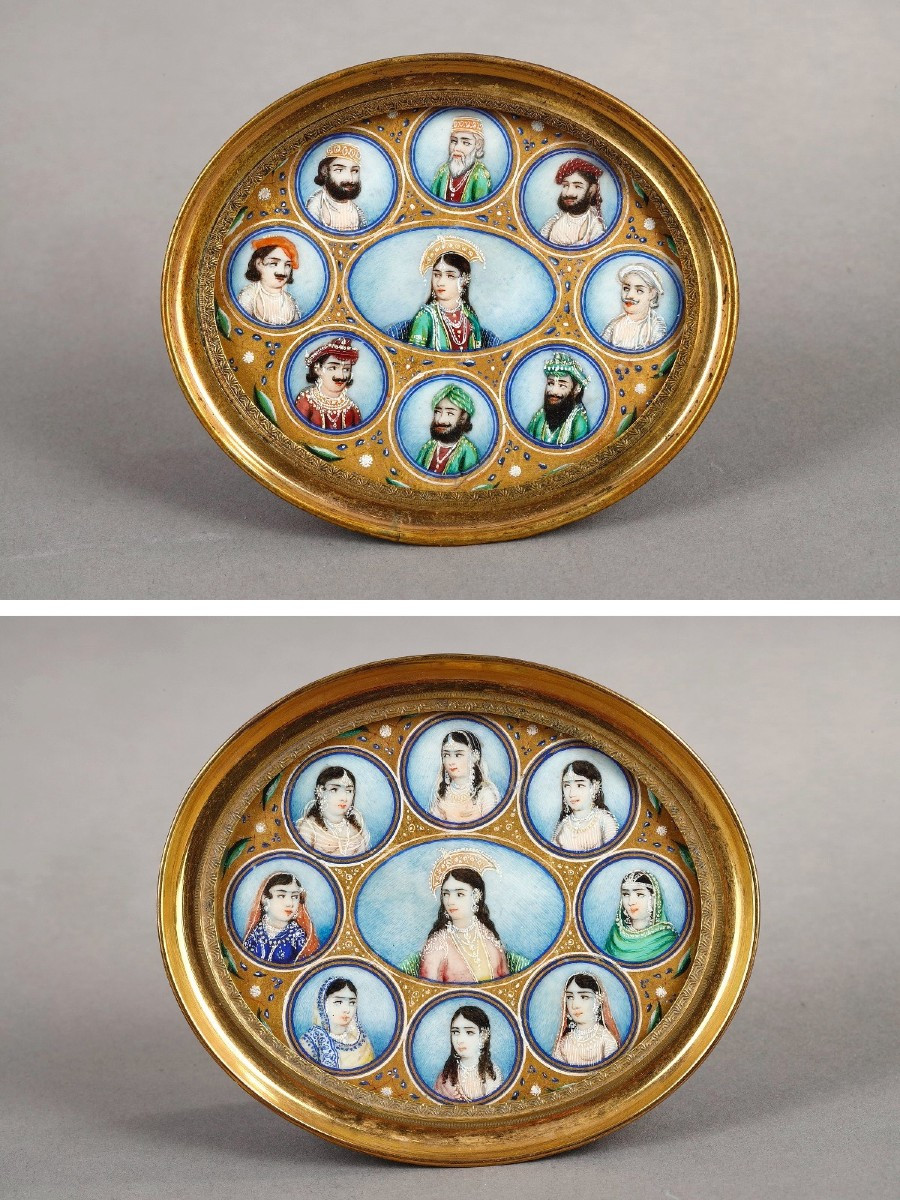 Two Miniature Portraits Of Indian Women And Men