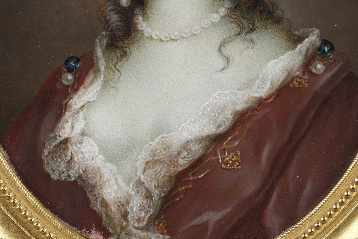 Une miniature portait de Madame de Sévigné, XIX siècle-photo-1