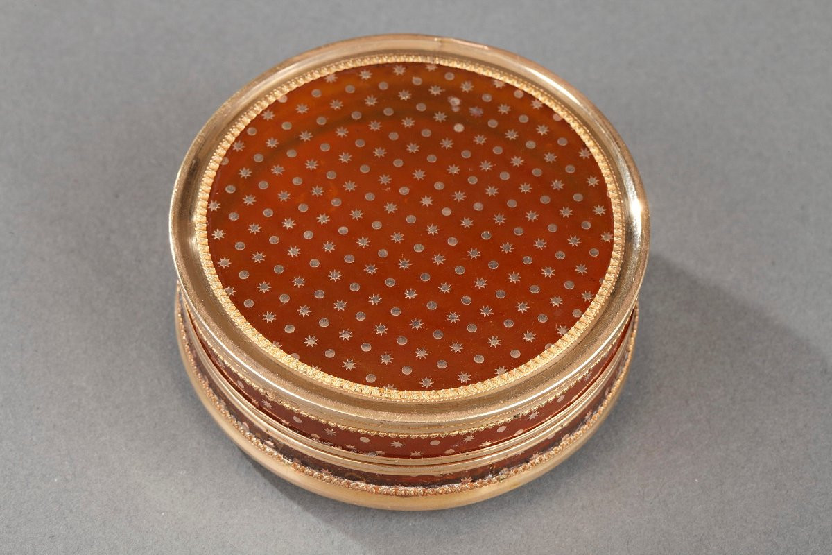 Boite en écaille et or, miniature scène flamande, du XVIII siècle-photo-2