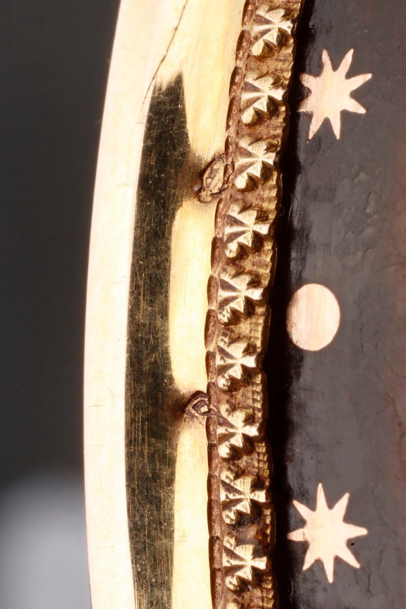 Boite en écaille et or, miniature scène flamande, du XVIII siècle-photo-7