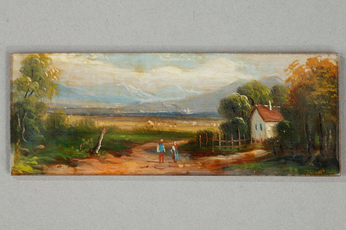 Fixés sous verre du début du XIXème siècle scène de paysage-photo-2