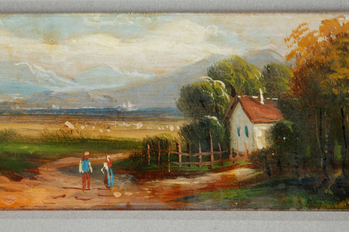 Fixés sous verre du début du XIXème siècle scène de paysage-photo-3