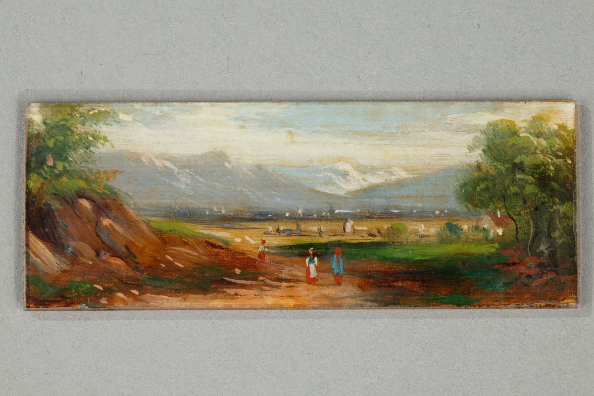 Fixés sous verre du début du XIXème siècle scène de paysage-photo-4