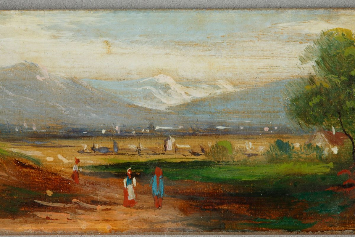 Fixés sous verre du début du XIXème siècle scène de paysage-photo-1