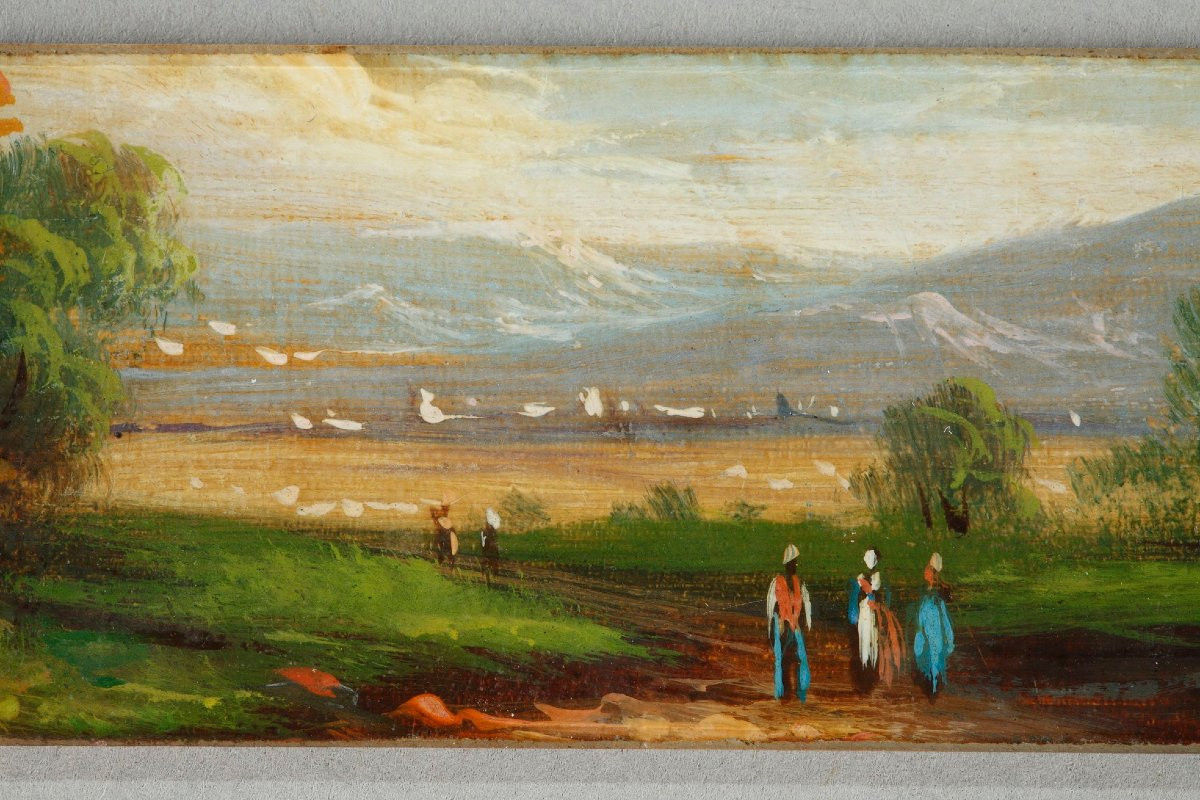 Fixés sous verre du début du XIXème siècle scène de paysage-photo-3