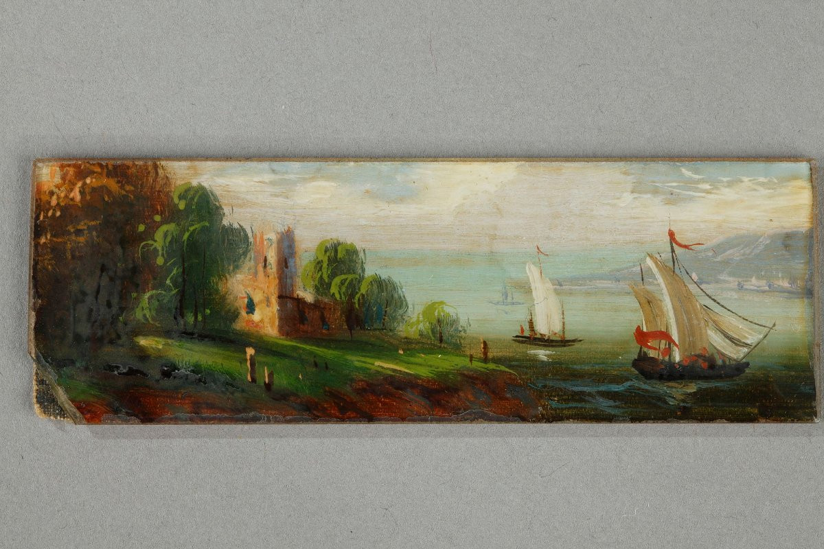 Fixés sous verre du début du XIXème siècle scène de paysage-photo-4