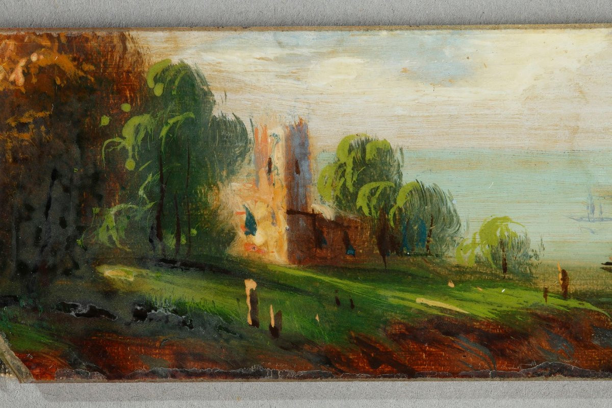 Fixés sous verre du début du XIXème siècle scène de paysage-photo-5