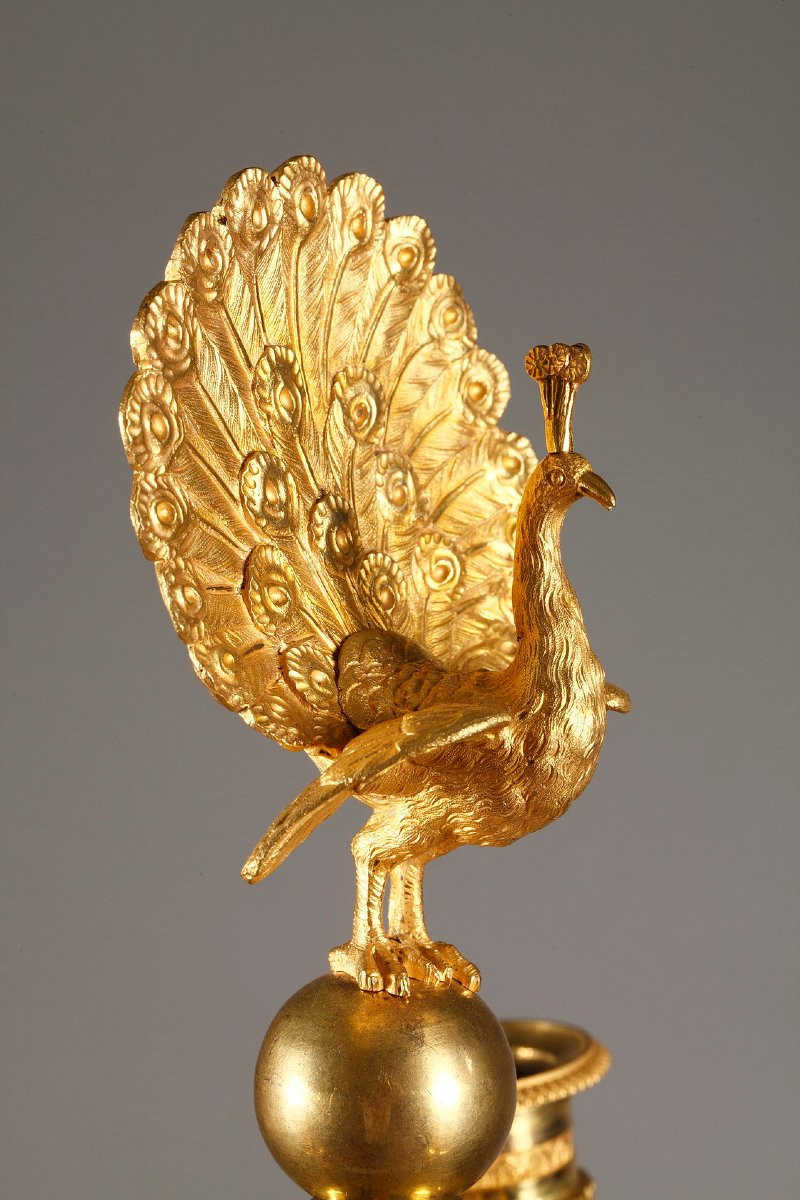 Pair Of Empire Period Candelabra With Peacocks And Winged Women -photo-6