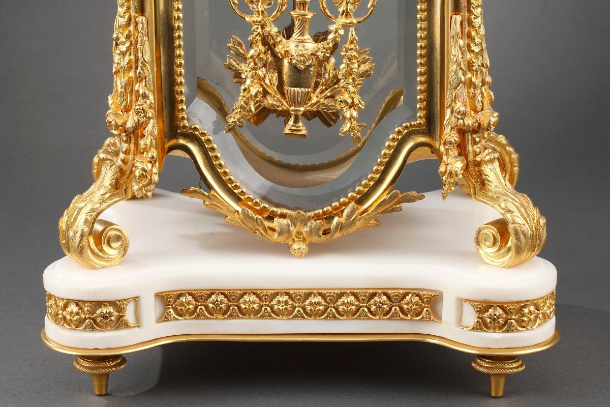 Cage Clock In Crystal, Gilt Bronze And Marble, Napoleon III-photo-2