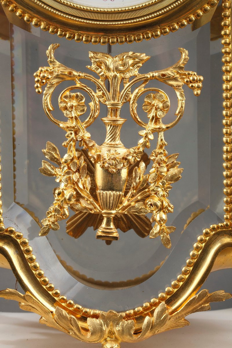 Cage Clock In Crystal, Gilt Bronze And Marble, Napoleon III-photo-3